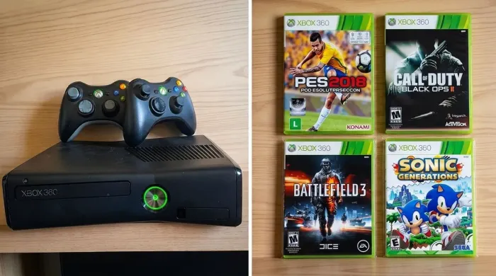 Xbox 360 Usado Com 4 Jogos