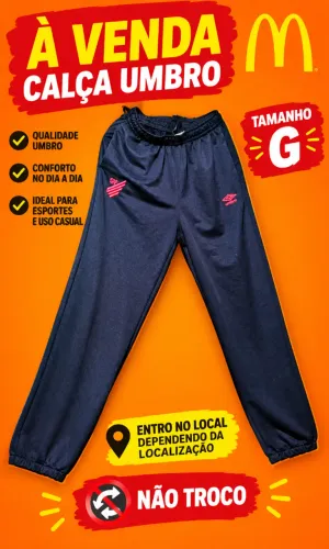 Calça Umbro preta à venda, tamanho G