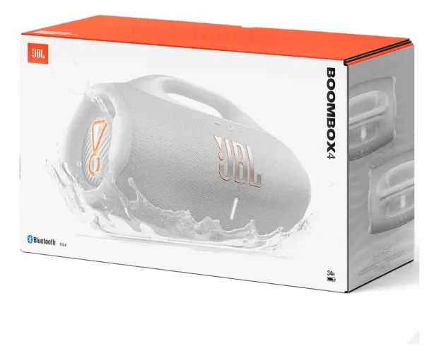 JBL Boombox 4 Branca - Potência, Qualidade e Bateria de Longa Duração