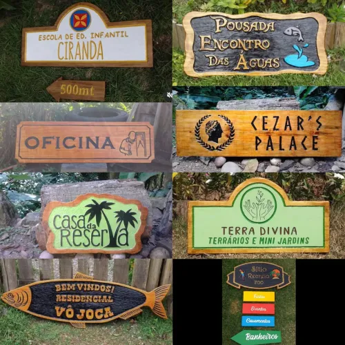 Placa personalizada e entalhada em madeira 1mtx30cm Sítio Chácara Rancho Pousada Chalé 