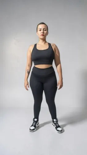 Conjunto legging e top cruzado liso femenino academia