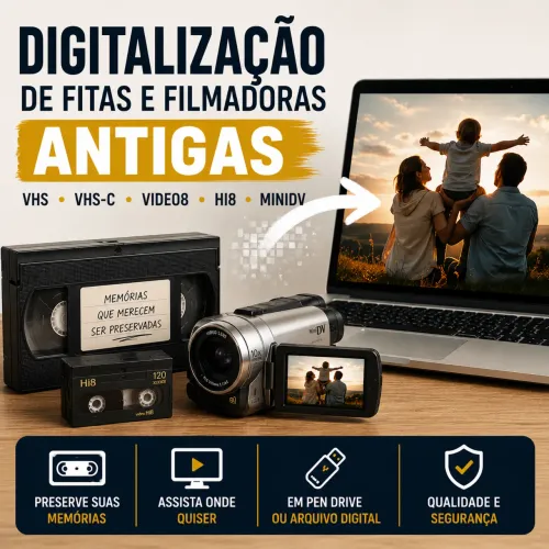 DIGITALIZAÇÃO DE FITAS VHS E FILMADORAS ANTIGAS