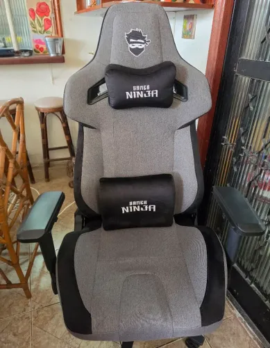 Cadeira Gamer Ninja Smoke Pro, Reclinável, Tecido, 4D, Cinza E Preto, CGN-SMOKE-PRO