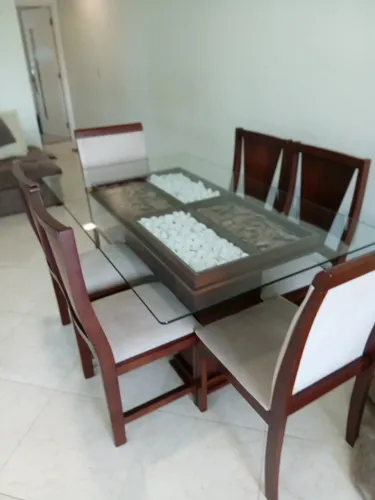 KIT MESA DE JANTAR COM 6 CADEIRAS, MESA DE CENTRO E MESA LATERAL