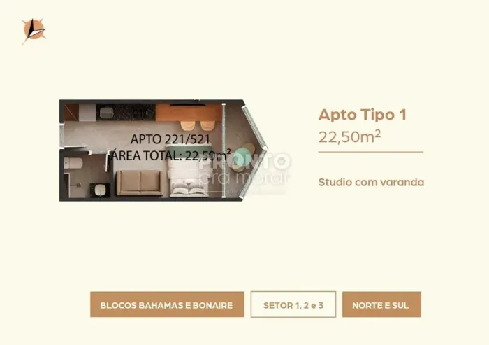 Flat com 1 quarto em Barra Grande