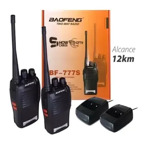 Kit com 2 rádios comunicadores Baofeng 777s 16 canais e fone 9km Novo