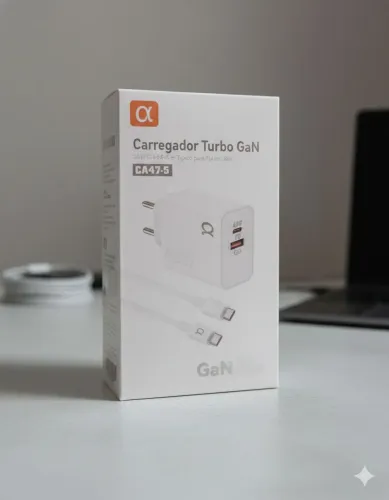 Carregador Turbo GaN 40W USB-C PD QC Carregamento Rápido Universal