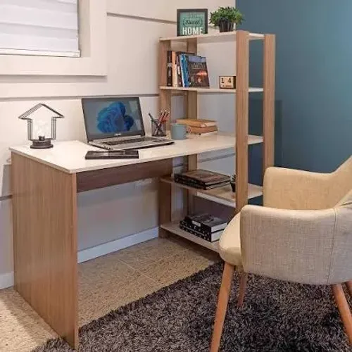 Mesa Escrivaninha Marta para Home Office com Prateleiras
