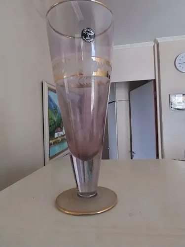 Antiga Taça Tulipa Chopp Cerveja Cristal Imperial Feita À Mão