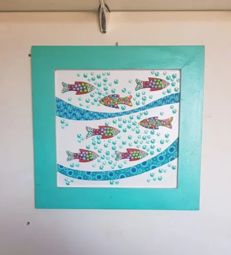 Quadro tiffany peixes coloridos