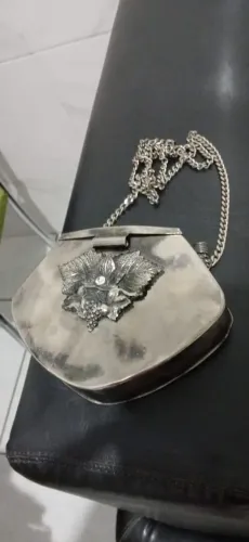 Bolsa antiga de metal prateado aceito oferta 