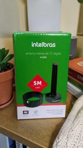 Antena Interna TV Digital Intelbras AI 2031 - Sinal HD Potente, Fácil Instalação