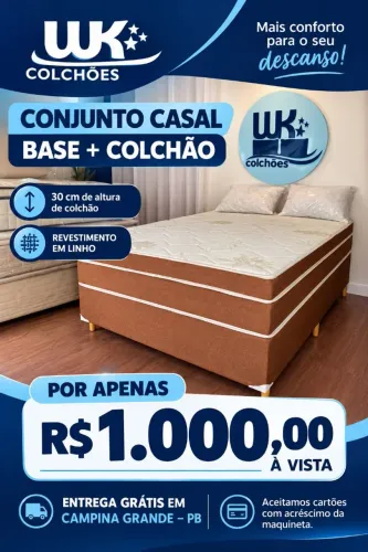 Promoção base+colchão casal 30cm novo direto de fábrica.