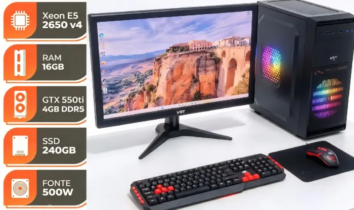 PC Gamer/Workstation Xeon 12 Núcleos, 16GB DDR4 / GTX 4GB / SSD + Monitor + Periféricos