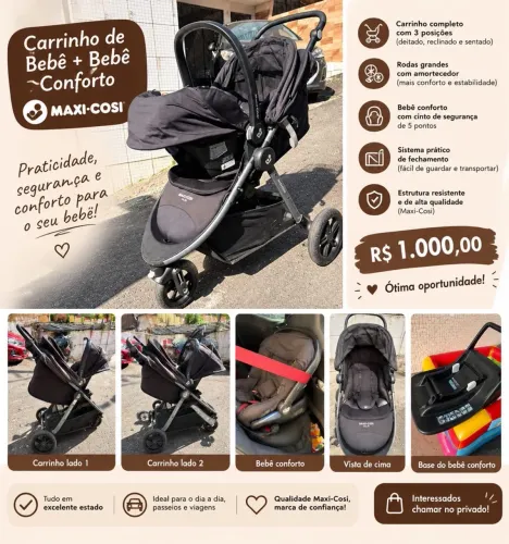 Carrinho bebê + bebê conforto maxi cosi