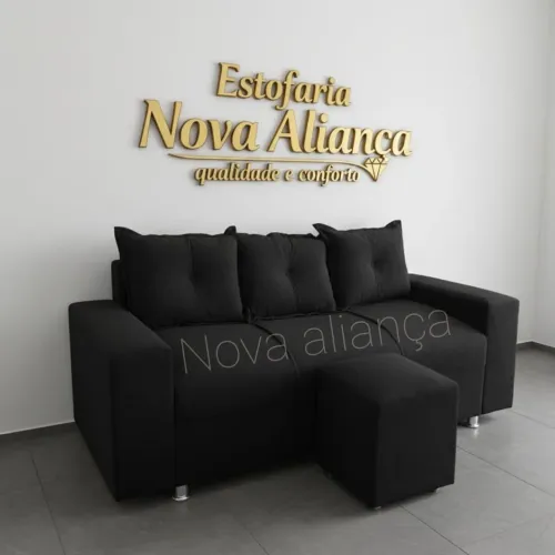 SOFÁ DE 3 lugares com almofadas +puff