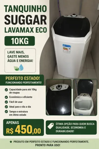 Tanquinho Suggar 10kg Semi Novo - Econômico e Funcionando Perfeitamente
