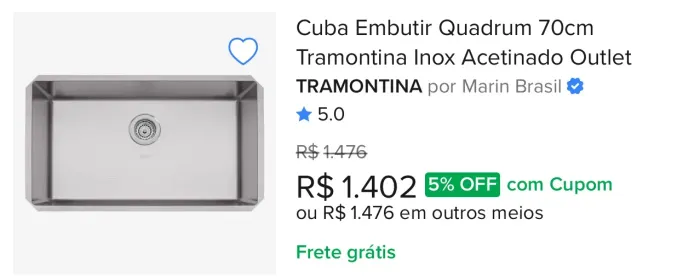Cuba pia cozinha