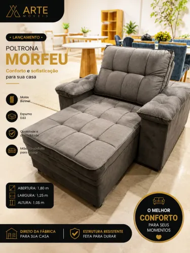 POLTRONA MORFEU RETRÁTIL E RECLINÁVEL 