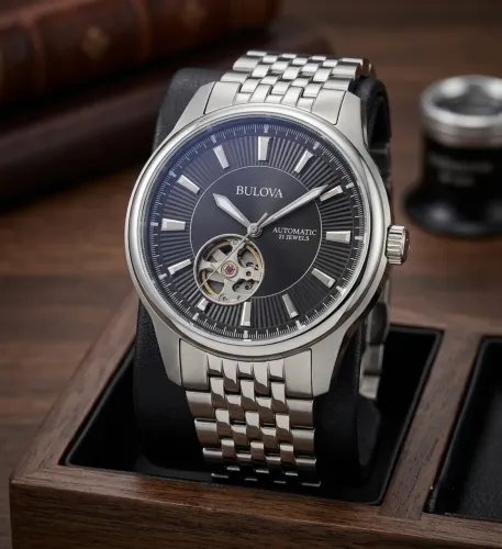 Relógio Bulova Classic Open Heart Automático Novo