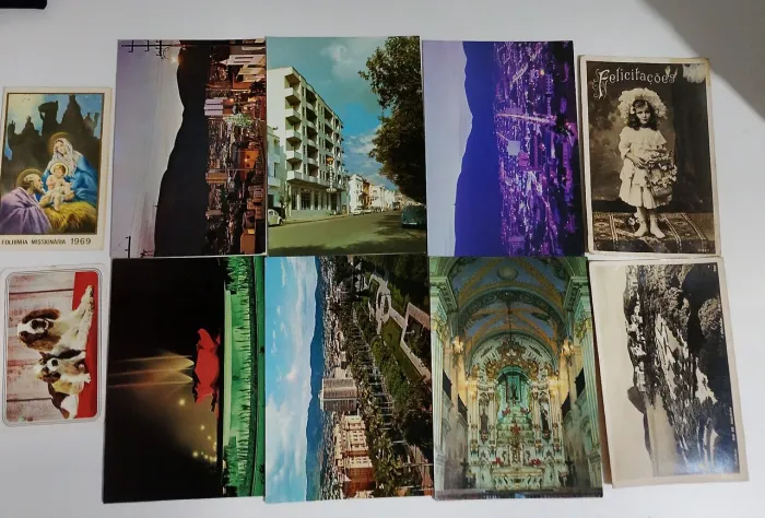 Lote de fotografias e cartões postais antigos