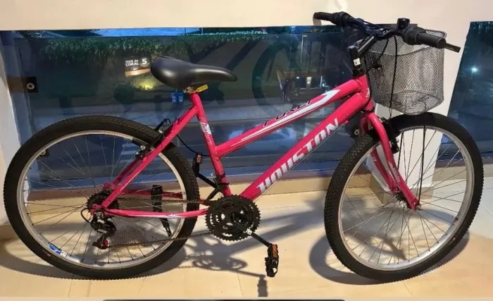 Bicicleta feminina rosa 21 marchas