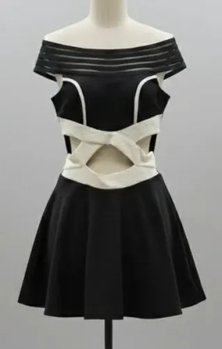 Vestido preto e branco p/m festa