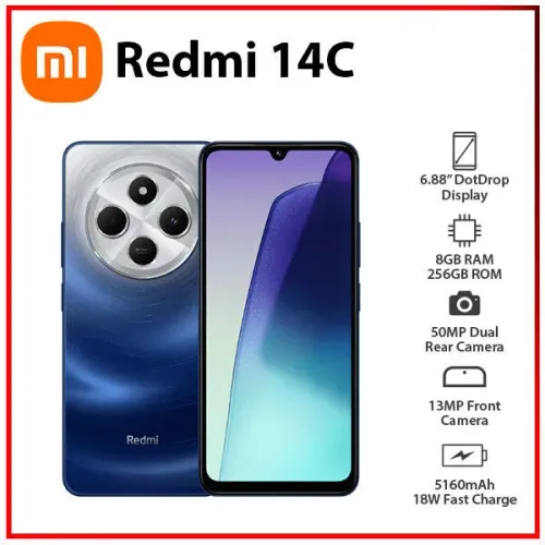 Smartphone Xiaomi Redmi 14C 8 GB+256 GB, 6.88?, Starry Blue, Novo, Lacrado 