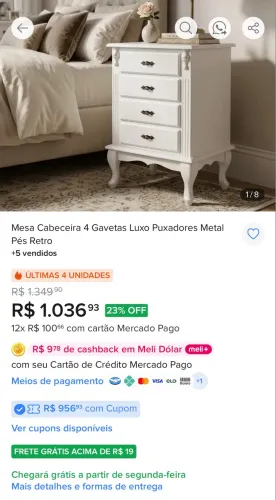 Mesa de cabeceira em madeira