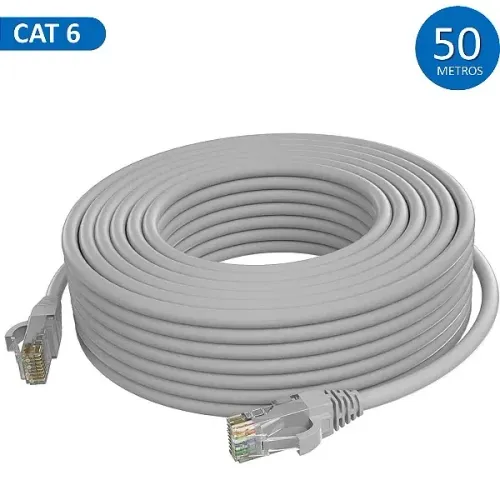 Cabo de Rede de 50 Metros Cat 6 para CFTV e Rede, Até 1000Mbps, Cinza - It-Blue