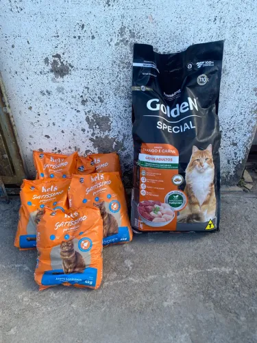 Kit Gato / ração golden Special 10,1kg , 5 areias kets 4kg
