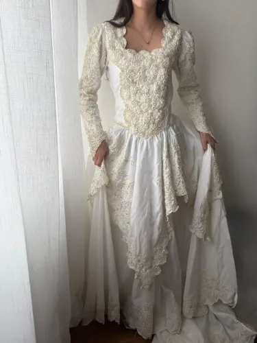 Vestido de noiva vintage anos 90 p ao m 38-42 bordado