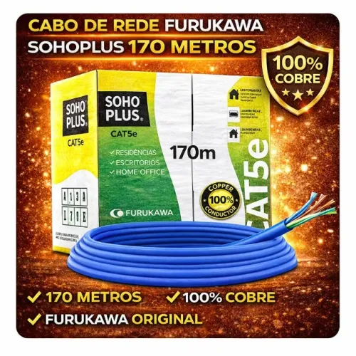 Cabo De Rede Furukawa Soho Plus Cat5e 100% Cobre Azul 24AWG 4P Original