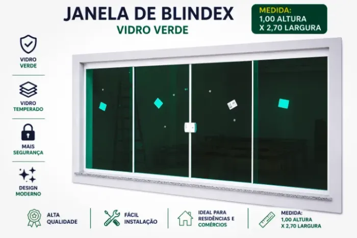 JANELA BLINDEX VERDE 1,00X2,70 DESMONTADA NOVA 