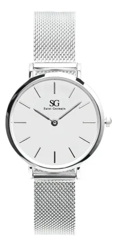 Relógio Prateado Saint Germain Harlem Silver 32mm Fundo Branco
