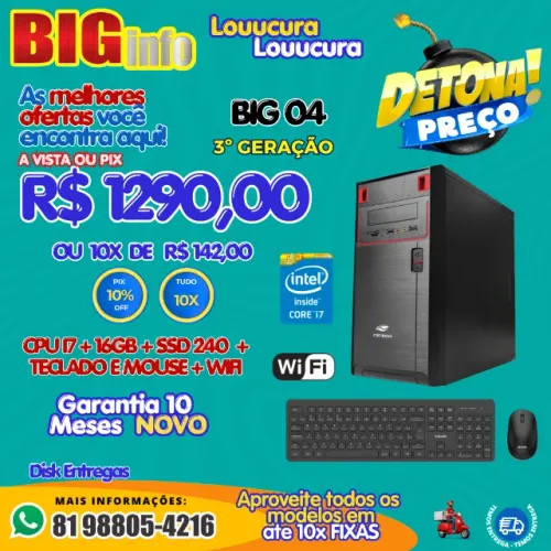 Computador Cpu Intel Core I7 3° Geração Ssd 240gb 16gb Memória Ram - Em ate 10x Fixas 