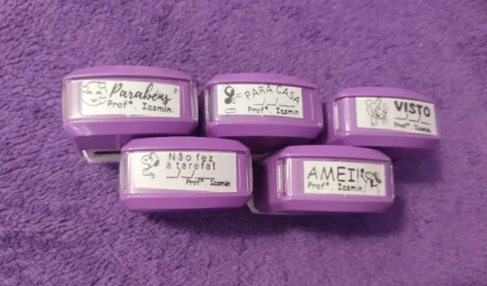 kit 5 carimbos pedagógicos automáticos ?Profª. Iasmin?