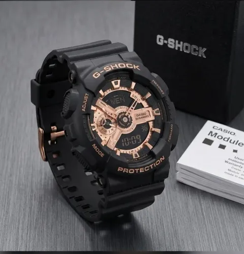 Relógio Casio G-shock Preto e dourado. Completo. Caixa e manual