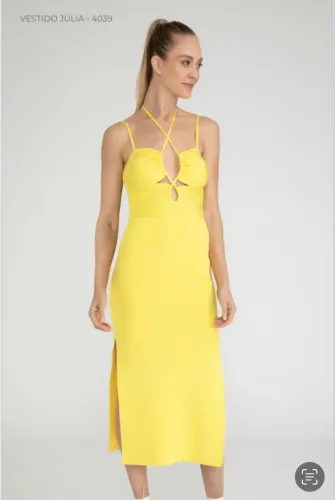 Vestido novo Primart amarelo com etiqueta