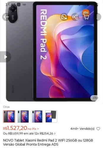 Tablet Redmi Pad 2 8gb ram 256gb, ótimo para estudos!