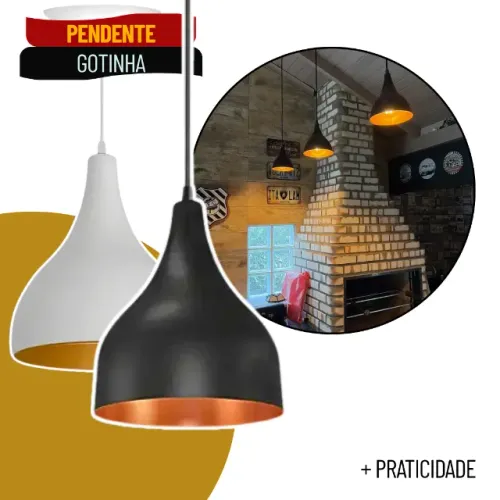 Pendente Gotinha em Alumínio Cobre para Cozinha Balcão e Decoração Moderna - SCS95