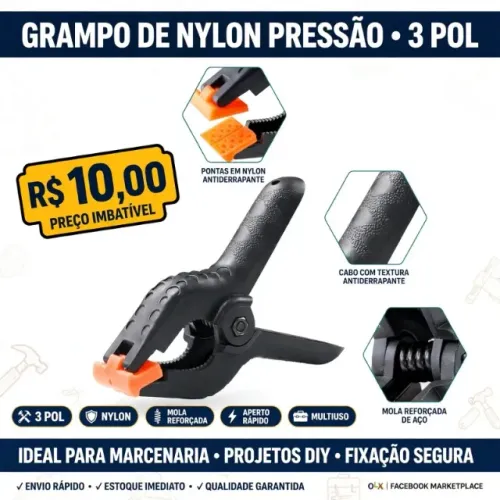 Grampo De Nylon Pressão 3 Pol.