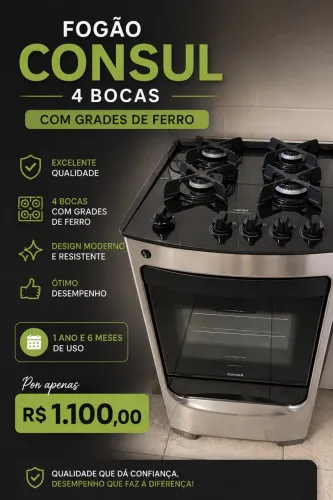 Fogão 4 bocas cônsul novíssimo
