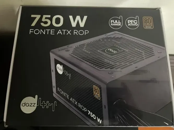 Fonte Dazz Gamer ATX, 750W Real, 80 Plus Bronze, PFC Ativo