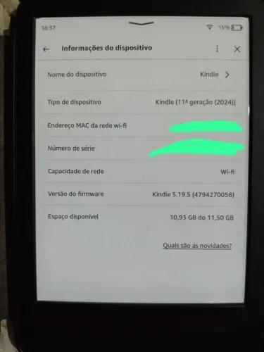 E-Reader Kindle de 11ª geração (modelo 2024)