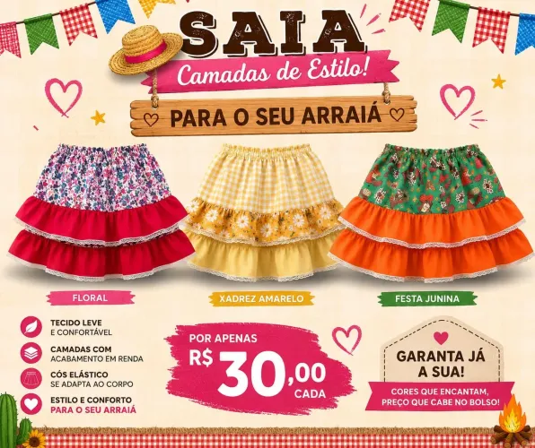 Saia junina poucas unidades