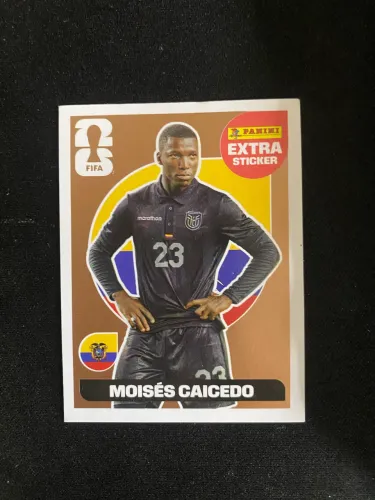 Figurinha Extra Sticker Bronze Moisés Caicedo - Copa do Mundo FIFA 2026