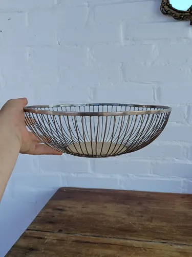 fruteira em prata e latão anos 60 mid century moderna antigo Antiquario decoração vintage
