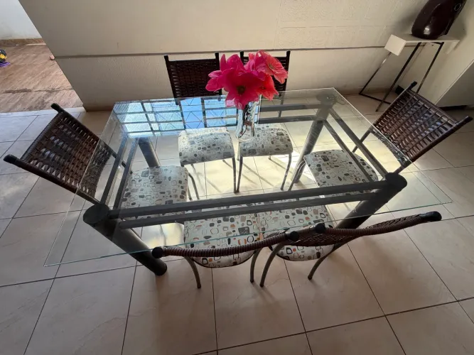Mesa vidro 6 cadeiras