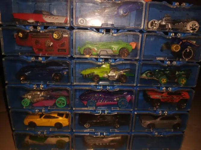 Maleta da Hot Wheels com 17 cachorros inclusos (maleta e cachorros usados)